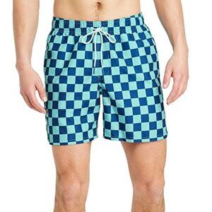 Goodfellow & Co Checkered Swim Trunk Short Men M Blue Beach Vacation Pool Resort